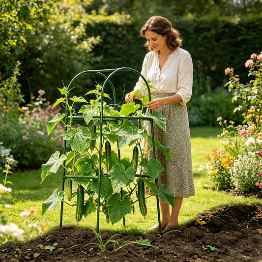 Cucumber Trellis for Plant Climbing- Cucumebr Arch Trelli for Flower Vine Vegetable Tomato Cage Raised Bed- Foldable Garden Tunnel Trellis