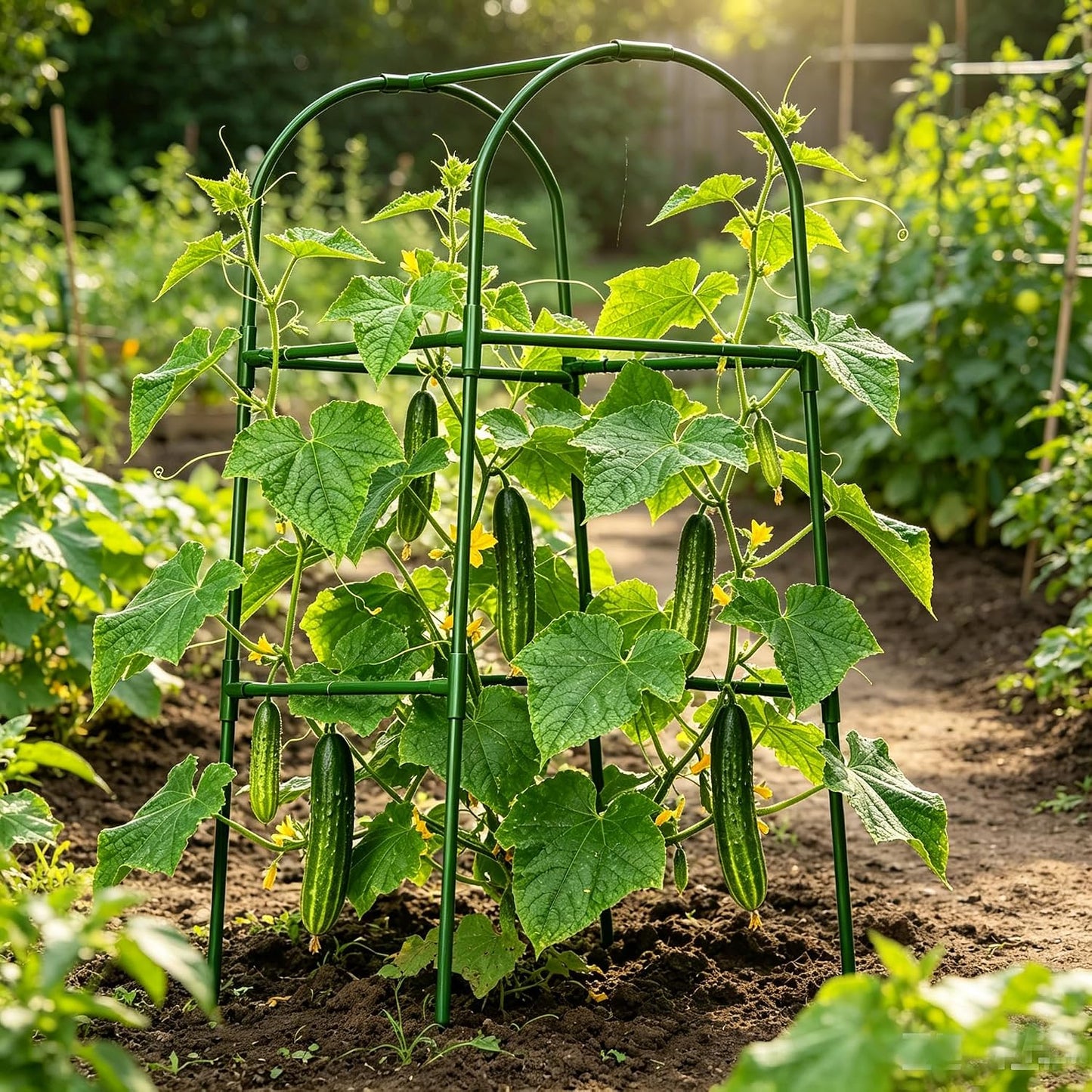 Cucumber Trellis for Plant Climbing- Cucumebr Arch Trelli for Flower Vine Vegetable Tomato Cage Raised Bed- Foldable Garden Tunnel Trellis