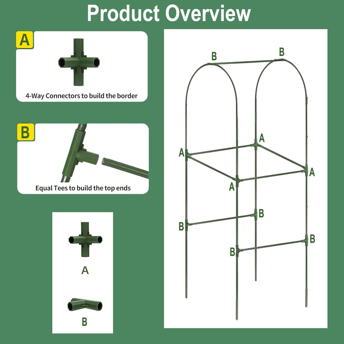 Cucumber Trellis for Plant Climbing- Cucumebr Arch Trelli for Flower Vine Vegetable Tomato Cage Raised Bed- Foldable Garden Tunnel Trellis