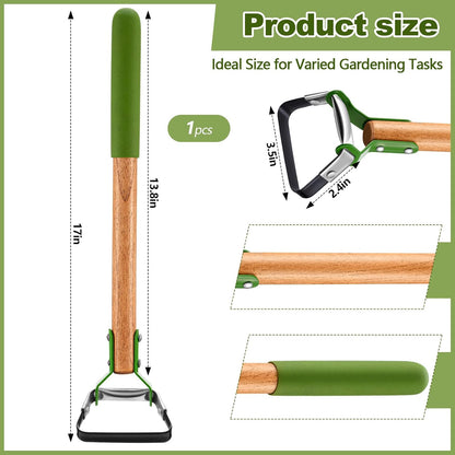 2 Pcs Mini Garden Hoes for Weeding Long Stirrup Hoe Tools Scuffle Garden Tool for Lawn Yard Weeding Gardening (Wood Handle)