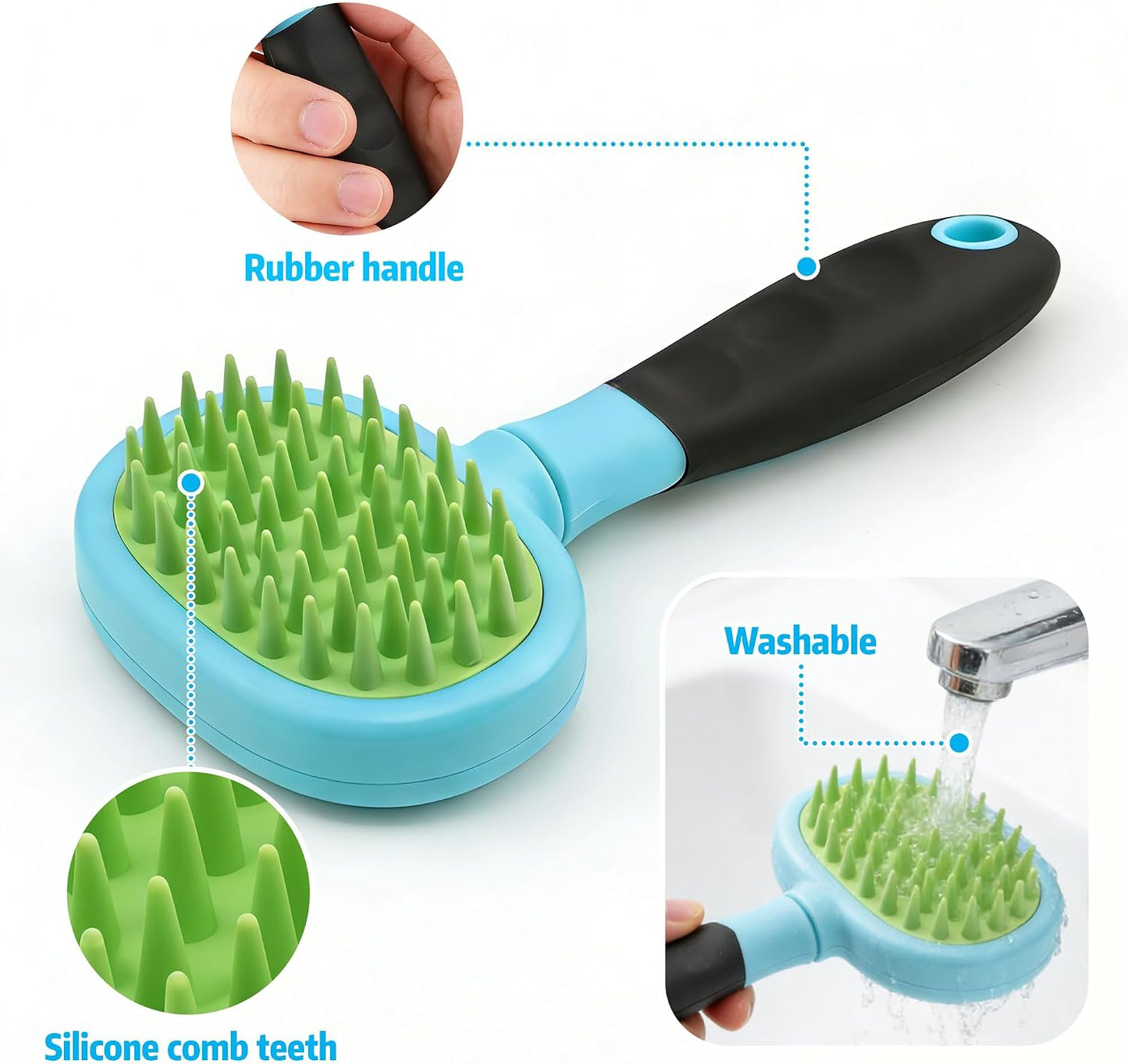 Blue Silicone Hand Held Carpet Rake
