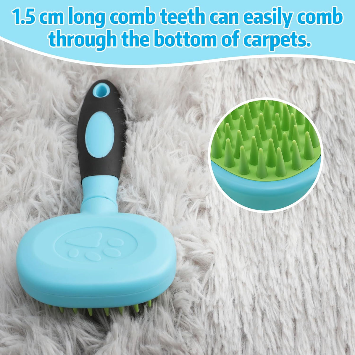 Blue Silicone Hand Held Carpet Rake