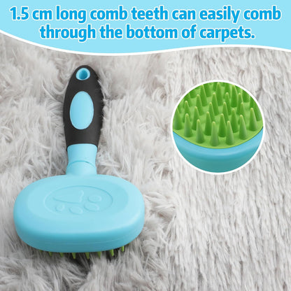 Blue Silicone Hand Held Carpet Rake