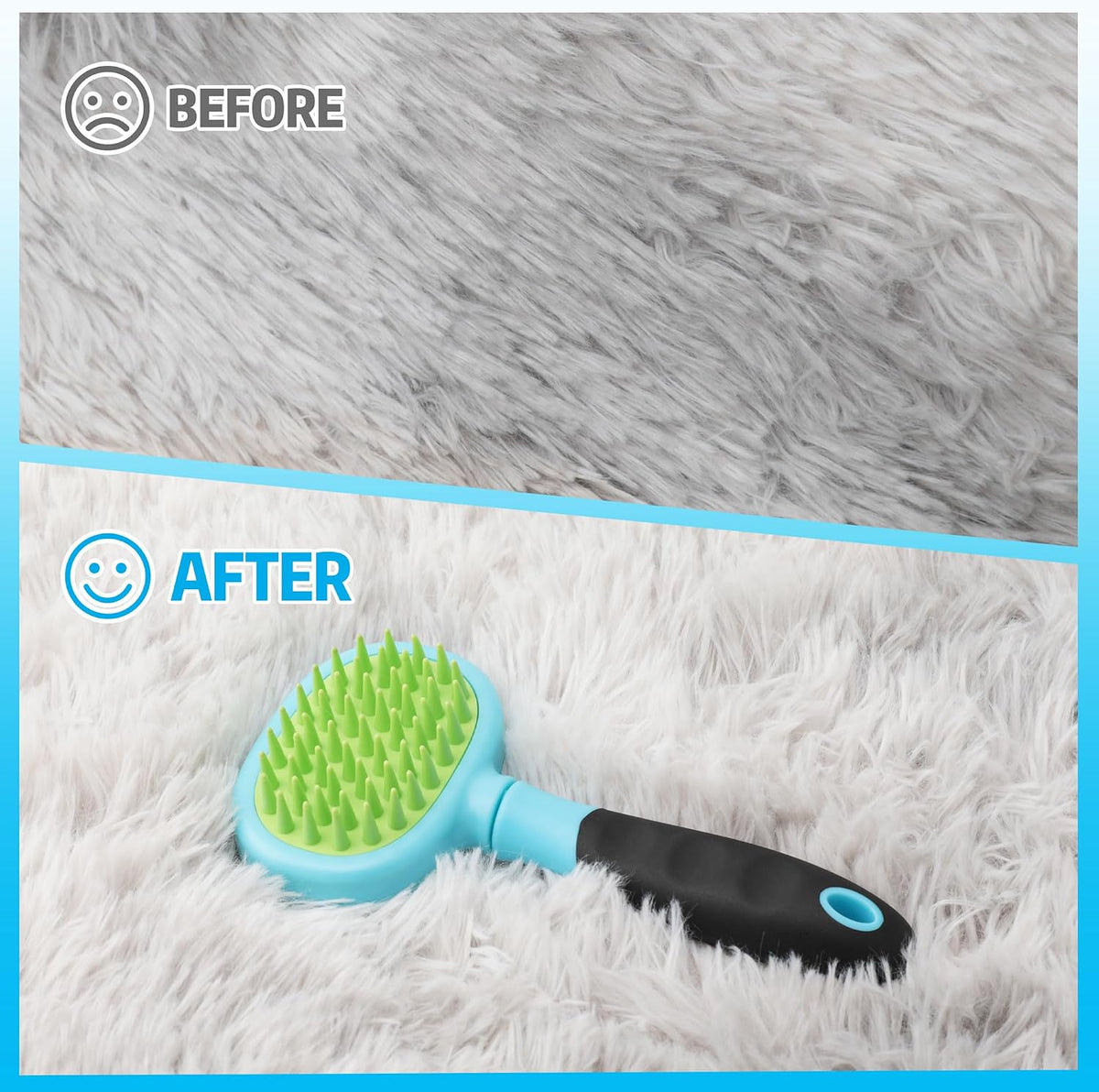Blue Silicone Hand Held Carpet Rake