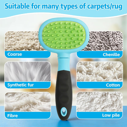 Blue Silicone Hand Held Carpet Rake