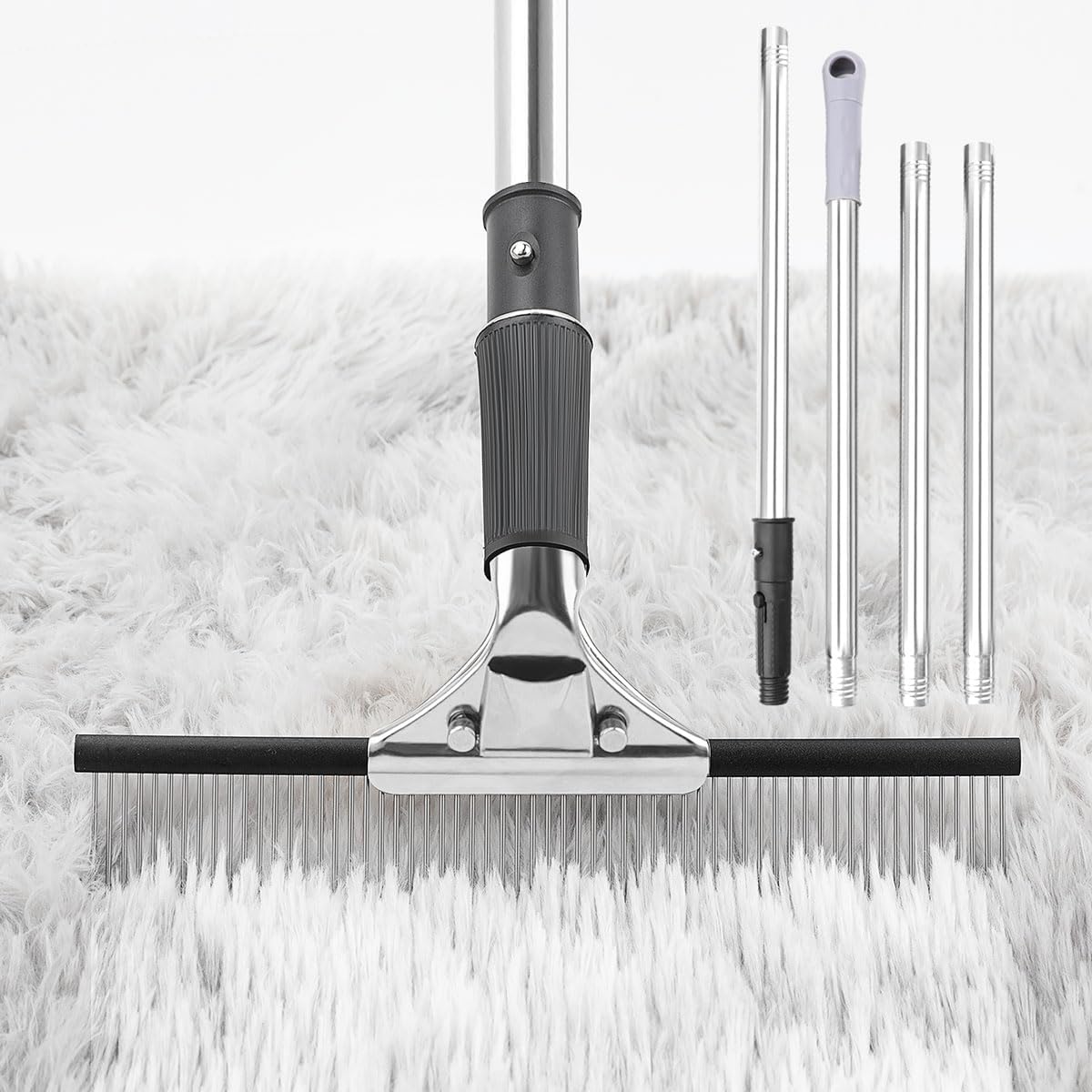 Blue Silicone Hand Held Carpet Rake