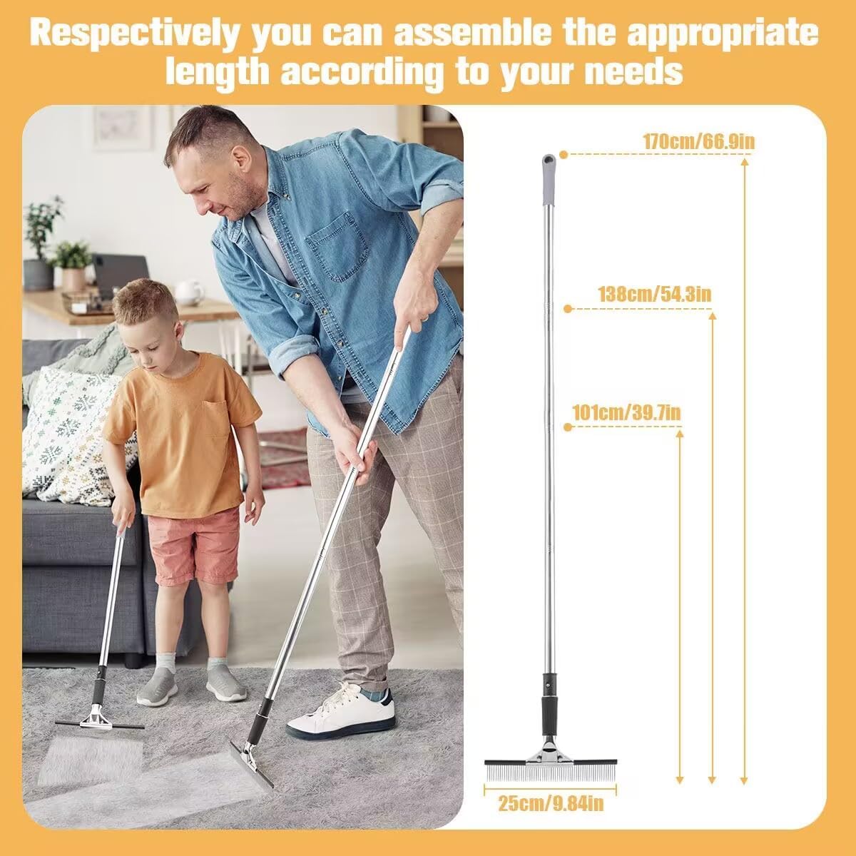Blue Silicone Hand Held Carpet Rake