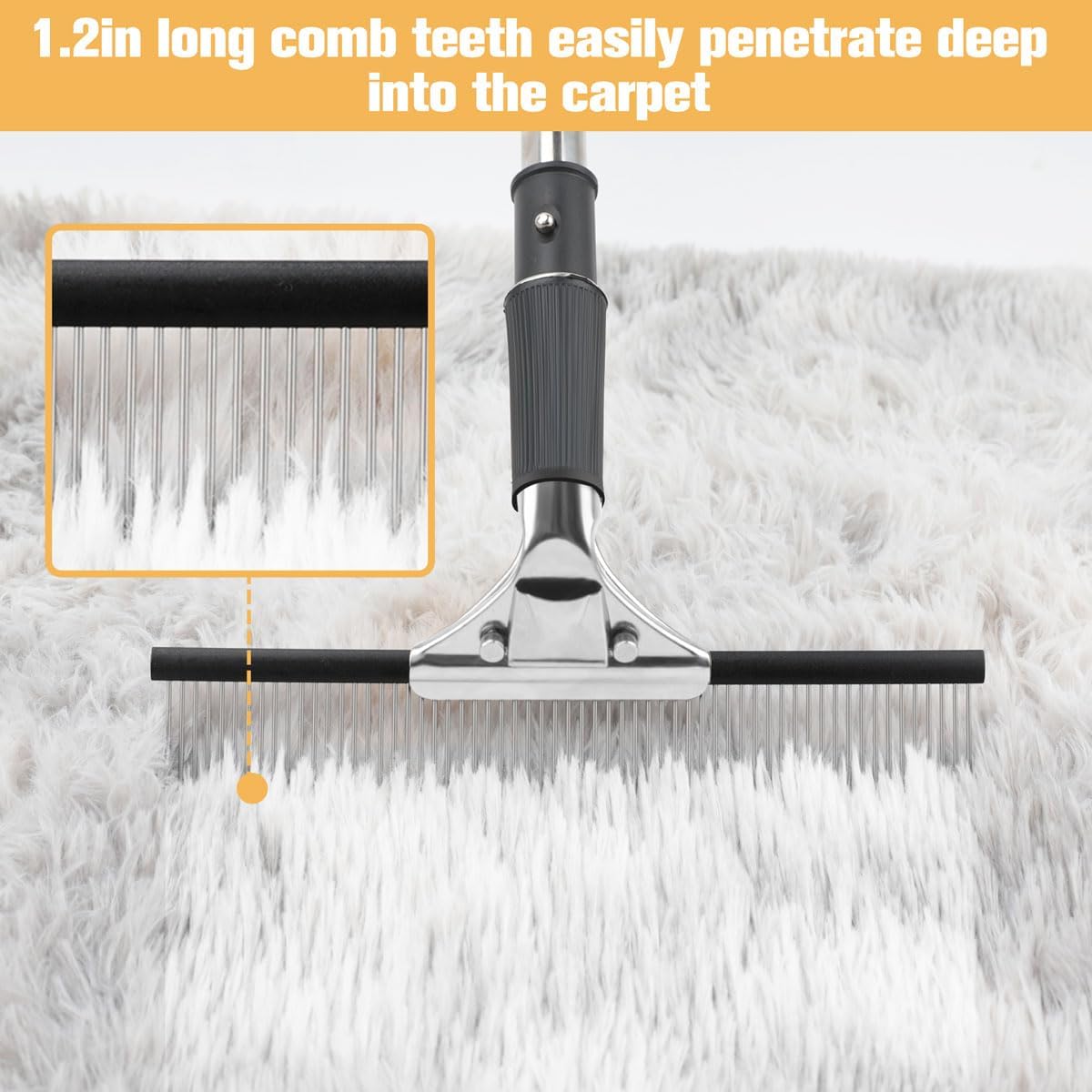 Blue Silicone Hand Held Carpet Rake