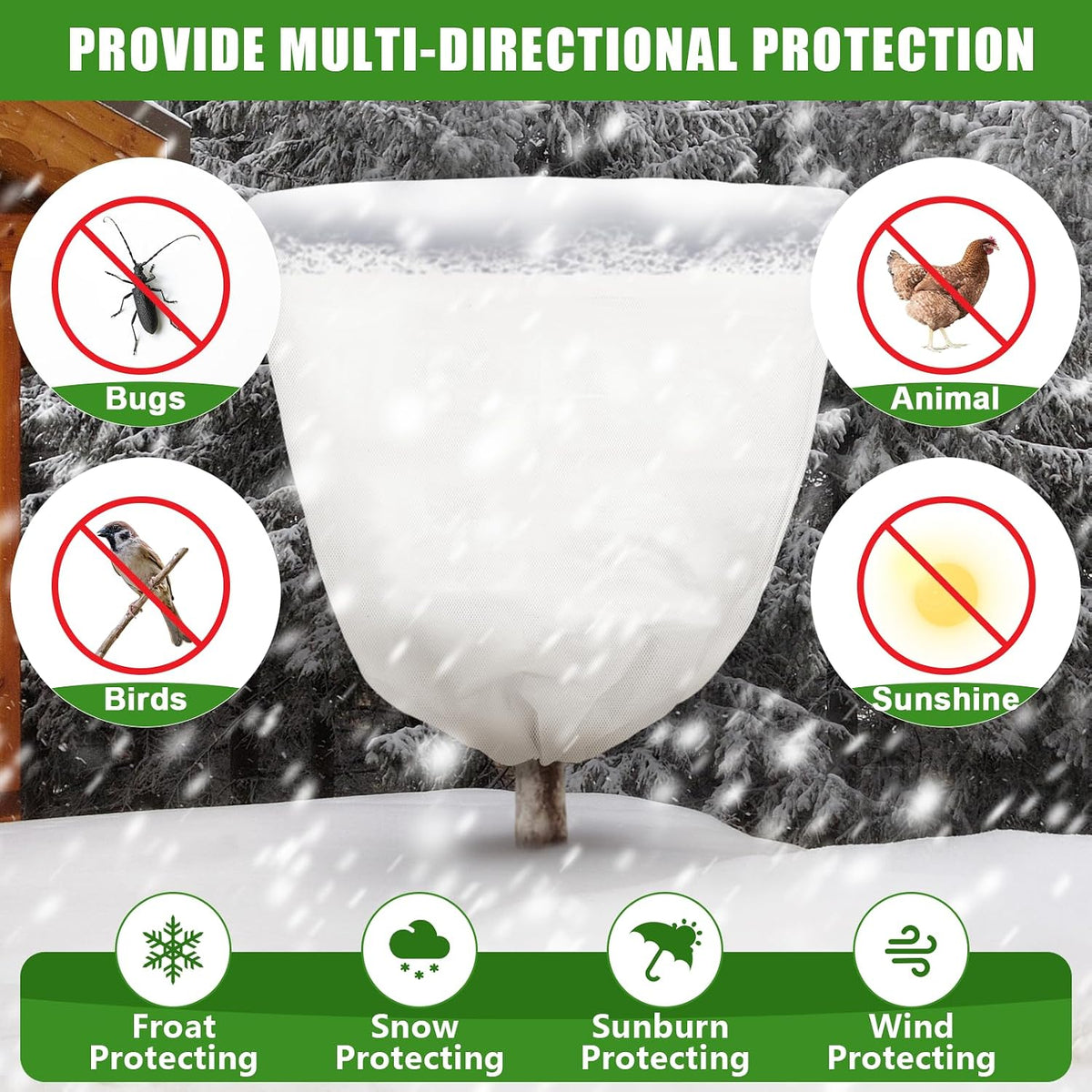 3PCS Winter Plant Covers Freeze Protection 39.4x39.4Inch Frost Blanket Shrub Covers with Drawstring Plant Protector Shrub Jacket Winter Tree Cover for Outdoor Plants, Shrub Potted Plants