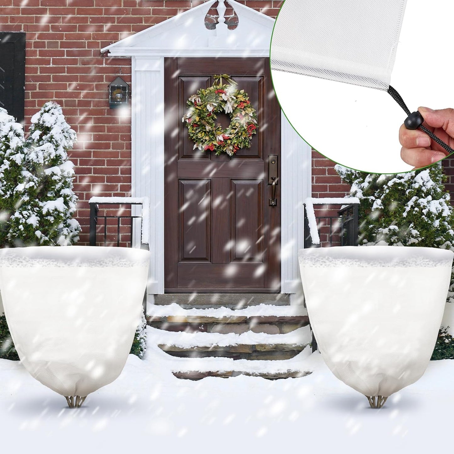 3PCS Winter Plant Covers Freeze Protection 39.4x39.4Inch Frost Blanket Shrub Covers with Drawstring Plant Protector Shrub Jacket Winter Tree Cover for Outdoor Plants, Shrub Potted Plants