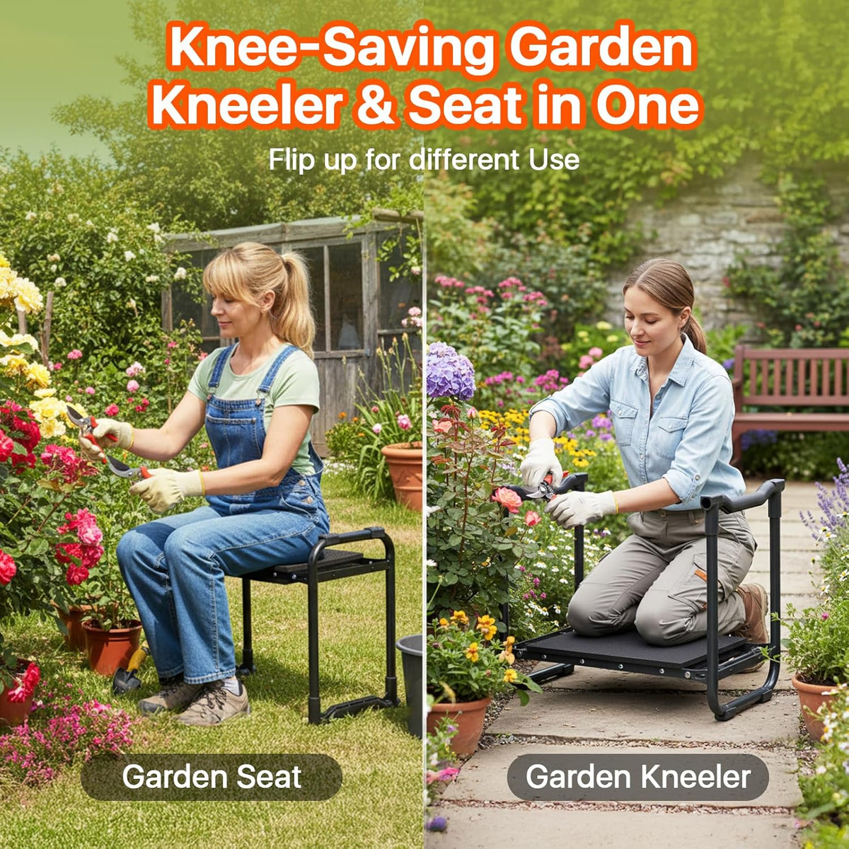 Garden Kneeler and Seat Heavy Duty, Wider and Thicker Kneeling Pad Stool