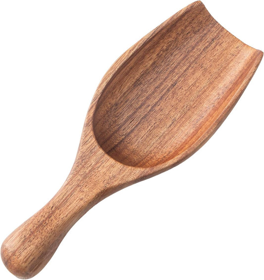Large Wooden Scoop 1PCS - 6.3Inches Wood Scoop for Coffee Bean Sugar Tea Powder Bath Salt Laundry Detergent, Multipurpose Kitchen Flour Scoop for Big Jars Canisters