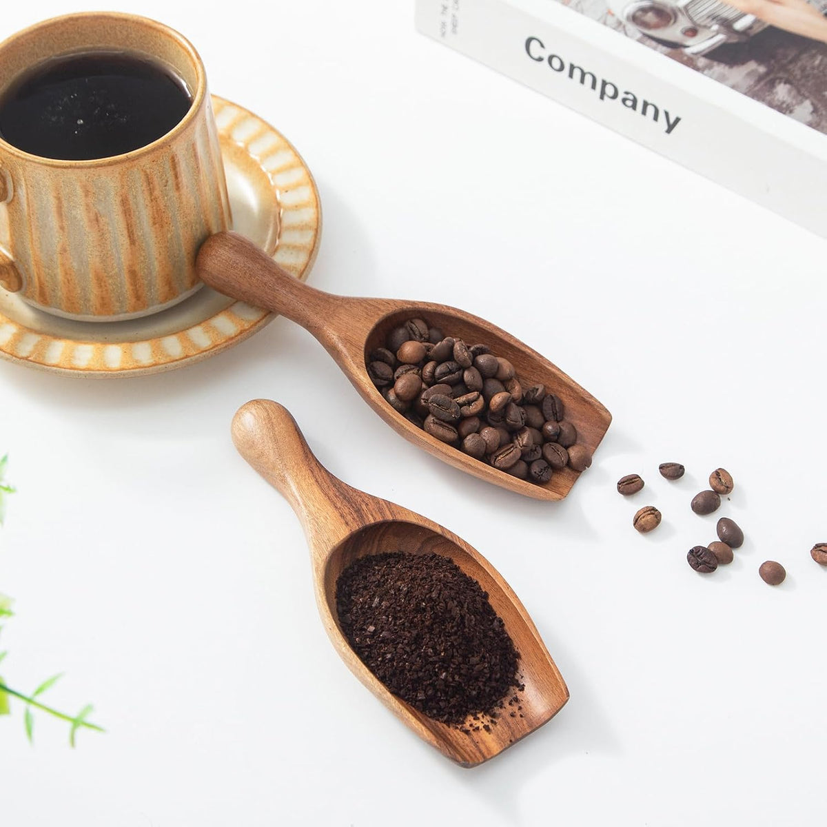 Large Wooden Scoop 1PCS - 6.3Inches Wood Scoop for Coffee Bean Sugar Tea Powder Bath Salt Laundry Detergent, Multipurpose Kitchen Flour Scoop for Big Jars Canisters