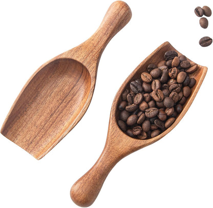 Large Wooden Scoop 1PCS - 6.3Inches Wood Scoop for Coffee Bean Sugar Tea Powder Bath Salt Laundry Detergent, Multipurpose Kitchen Flour Scoop for Big Jars Canisters