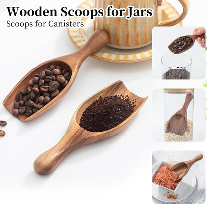 Large Wooden Scoop 1PCS - 6.3Inches Wood Scoop for Coffee Bean Sugar Tea Powder Bath Salt Laundry Detergent, Multipurpose Kitchen Flour Scoop for Big Jars Canisters