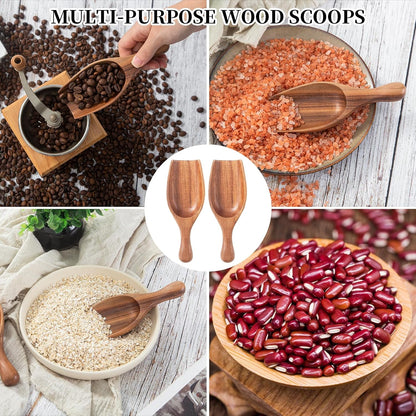 Large Wooden Scoop 1PCS - 6.3Inches Wood Scoop for Coffee Bean Sugar Tea Powder Bath Salt Laundry Detergent, Multipurpose Kitchen Flour Scoop for Big Jars Canisters