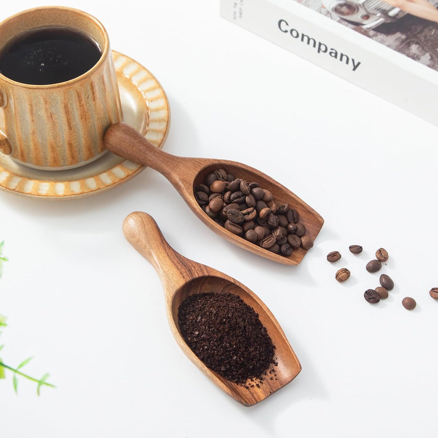 Large Wooden Scoop 1PCS - 6.3Inches Wood Scoop for Coffee Bean Sugar Tea Powder Bath Salt Laundry Detergent, Multipurpose Kitchen Flour Scoop for Big Jars Canisters