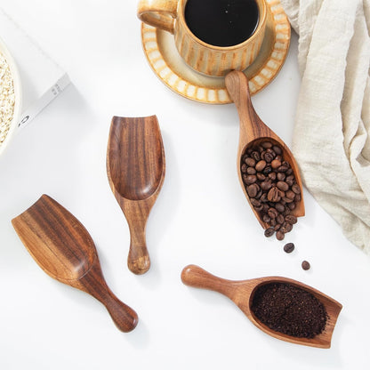Large Wooden Scoop 1PCS - 6.3Inches Wood Scoop for Coffee Bean Sugar Tea Powder Bath Salt Laundry Detergent, Multipurpose Kitchen Flour Scoop for Big Jars Canisters