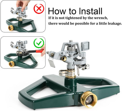 Heavy Duty Impact Pulsating Sprinkler for Yard, All Metal Adjustable Rotating Circular Impulse Lawn Sprinkler for Medium to Large Areas, Lawn and Garden, Coverage up to 5,800 Sq. Ft