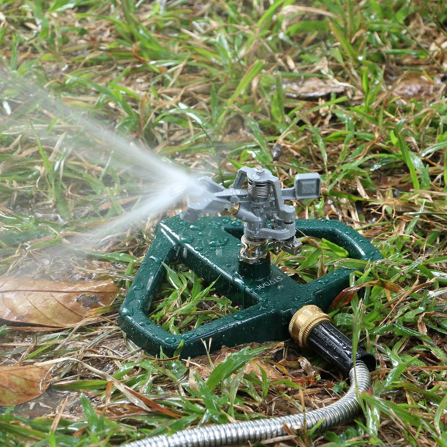 Heavy Duty Impact Pulsating Sprinkler for Yard, All Metal Adjustable Rotating Circular Impulse Lawn Sprinkler for Medium to Large Areas, Lawn and Garden, Coverage up to 5,800 Sq. Ft