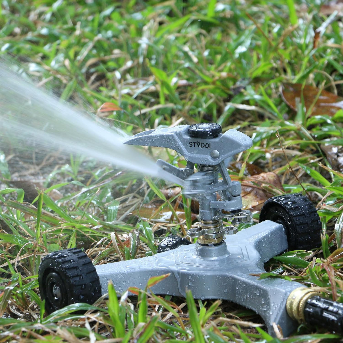 Heavy Duty Impact Pulsating Sprinkler for Yard, All Metal Adjustable Rotating Circular Impulse Lawn Sprinkler for Medium to Large Areas, Lawn and Garden, Coverage up to 5,800 Sq. Ft
