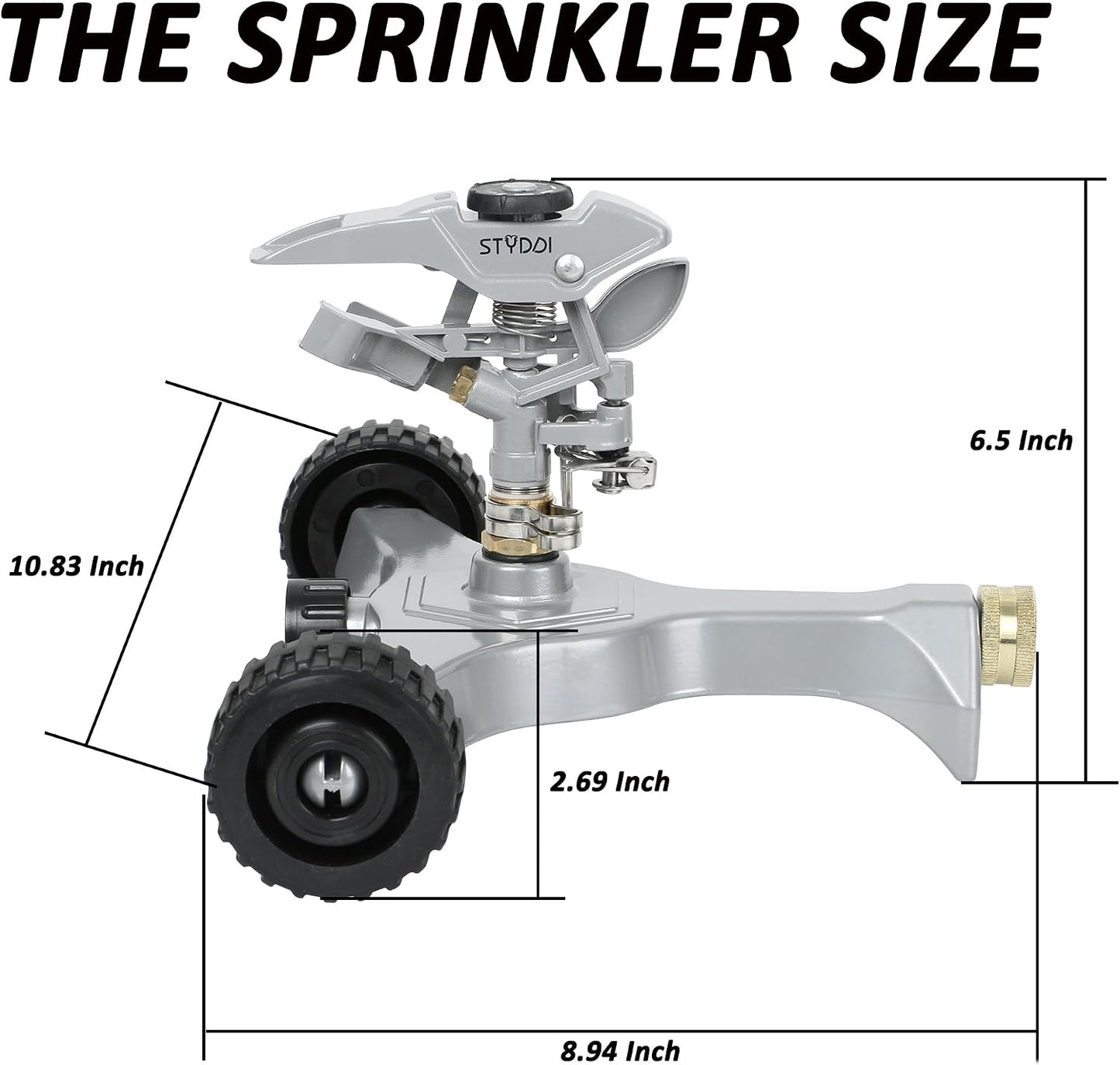 Heavy Duty Impact Pulsating Sprinkler for Yard, All Metal Adjustable Rotating Circular Impulse Lawn Sprinkler for Medium to Large Areas, Lawn and Garden, Coverage up to 5,800 Sq. Ft