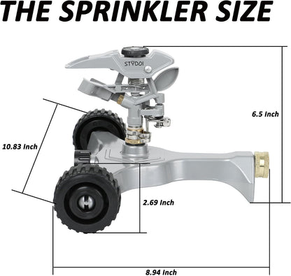 Heavy Duty Impact Pulsating Sprinkler for Yard, All Metal Adjustable Rotating Circular Impulse Lawn Sprinkler for Medium to Large Areas, Lawn and Garden, Coverage up to 5,800 Sq. Ft