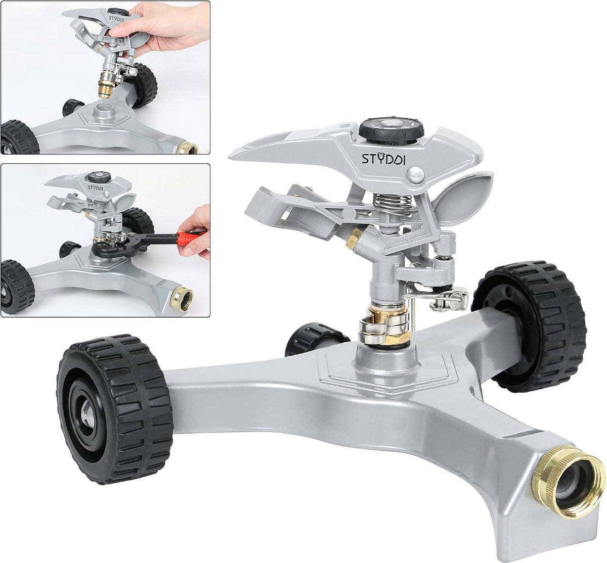 Heavy Duty Impact Pulsating Sprinkler for Yard, All Metal Adjustable Rotating Circular Impulse Lawn Sprinkler for Medium to Large Areas, Lawn and Garden, Coverage up to 5,800 Sq. Ft