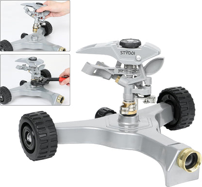 Heavy Duty Impact Pulsating Sprinkler for Yard, All Metal Adjustable Rotating Circular Impulse Lawn Sprinkler for Medium to Large Areas, Lawn and Garden, Coverage up to 5,800 Sq. Ft