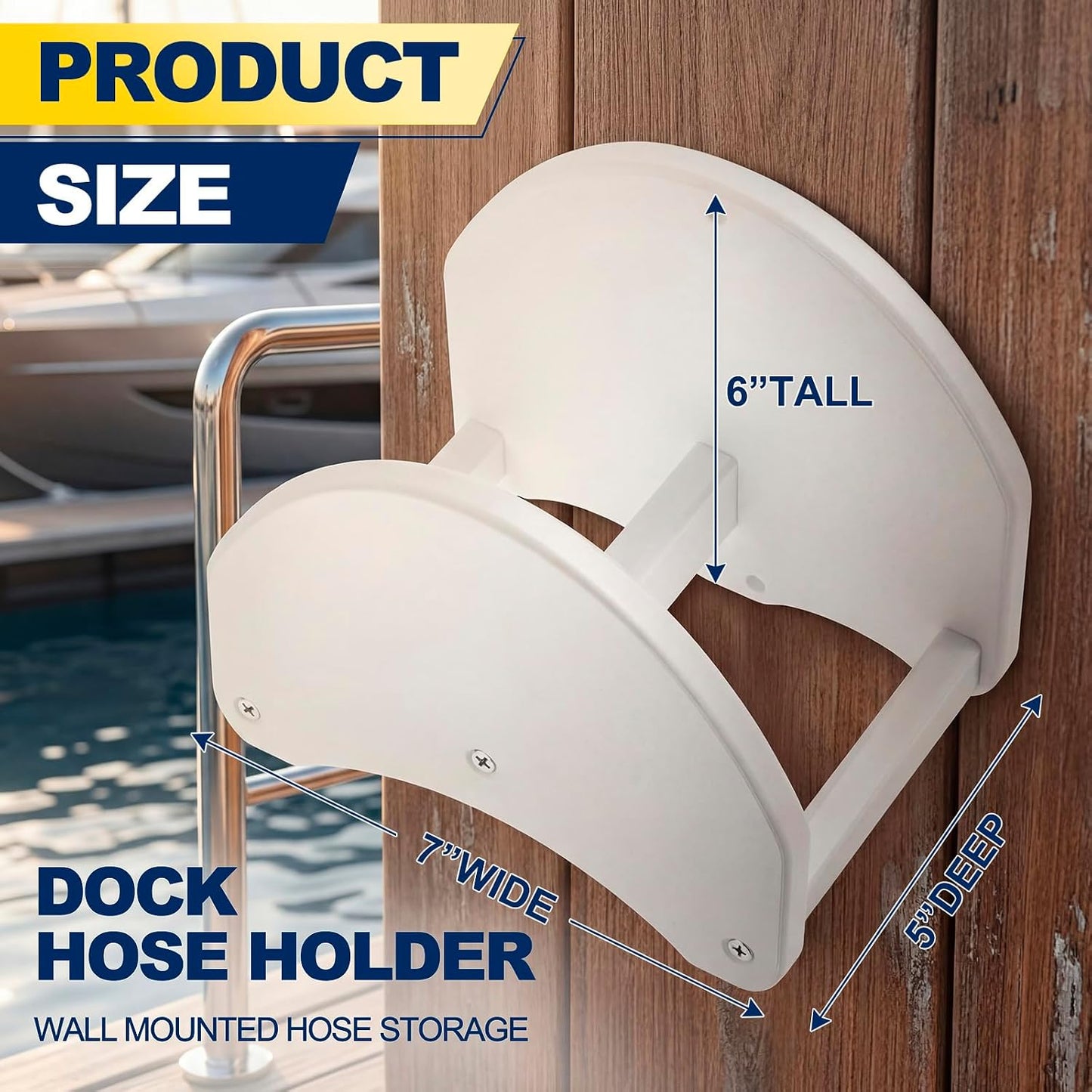 7 x 5 x 6 Inch Dockside Hose Holder White Plastic Wall Mounted Dockside Hoses Holder Hanger Installed on the Column for Water Hose Extension Cords