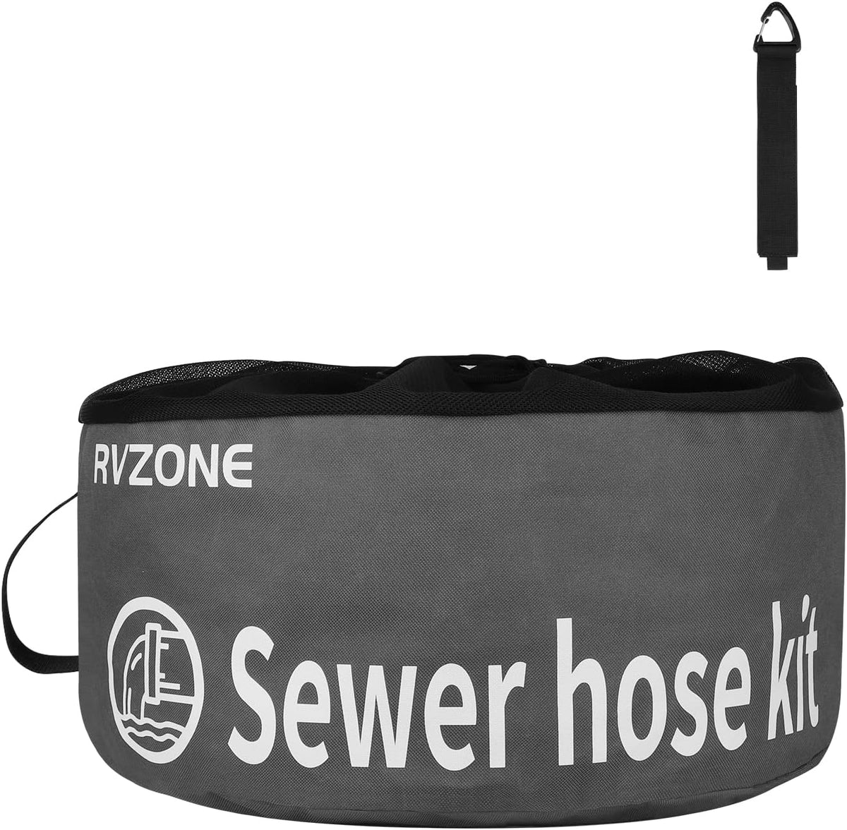 Gray Waterproof RV Hose Storage Bag for Sewer Water Hoses & Cords