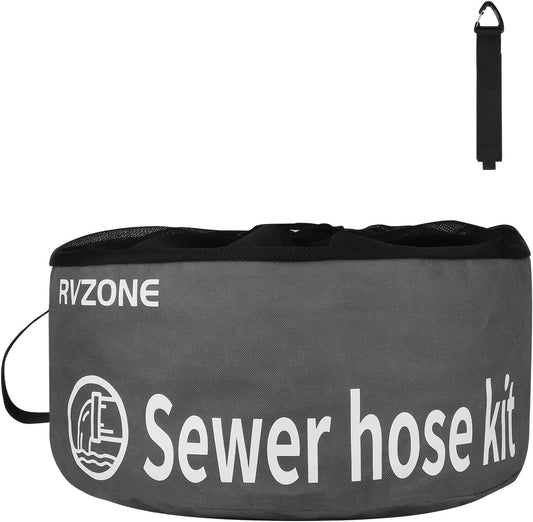 Gray Waterproof RV Hose Storage Bag for Sewer Water Hoses & Cords