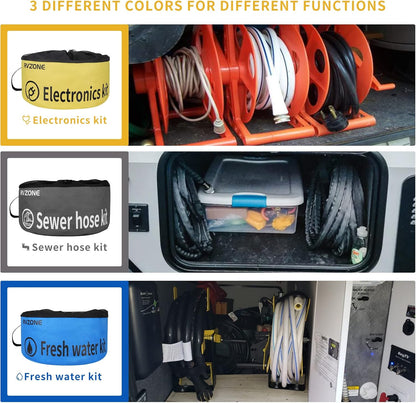 Gray Waterproof RV Hose Storage Bag for Sewer Water Hoses & Cords