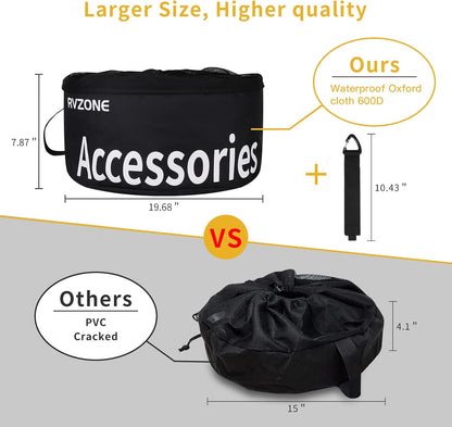 Gray Waterproof RV Hose Storage Bag for Sewer Water Hoses & Cords