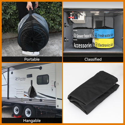 Gray Waterproof RV Hose Storage Bag for Sewer Water Hoses & Cords
