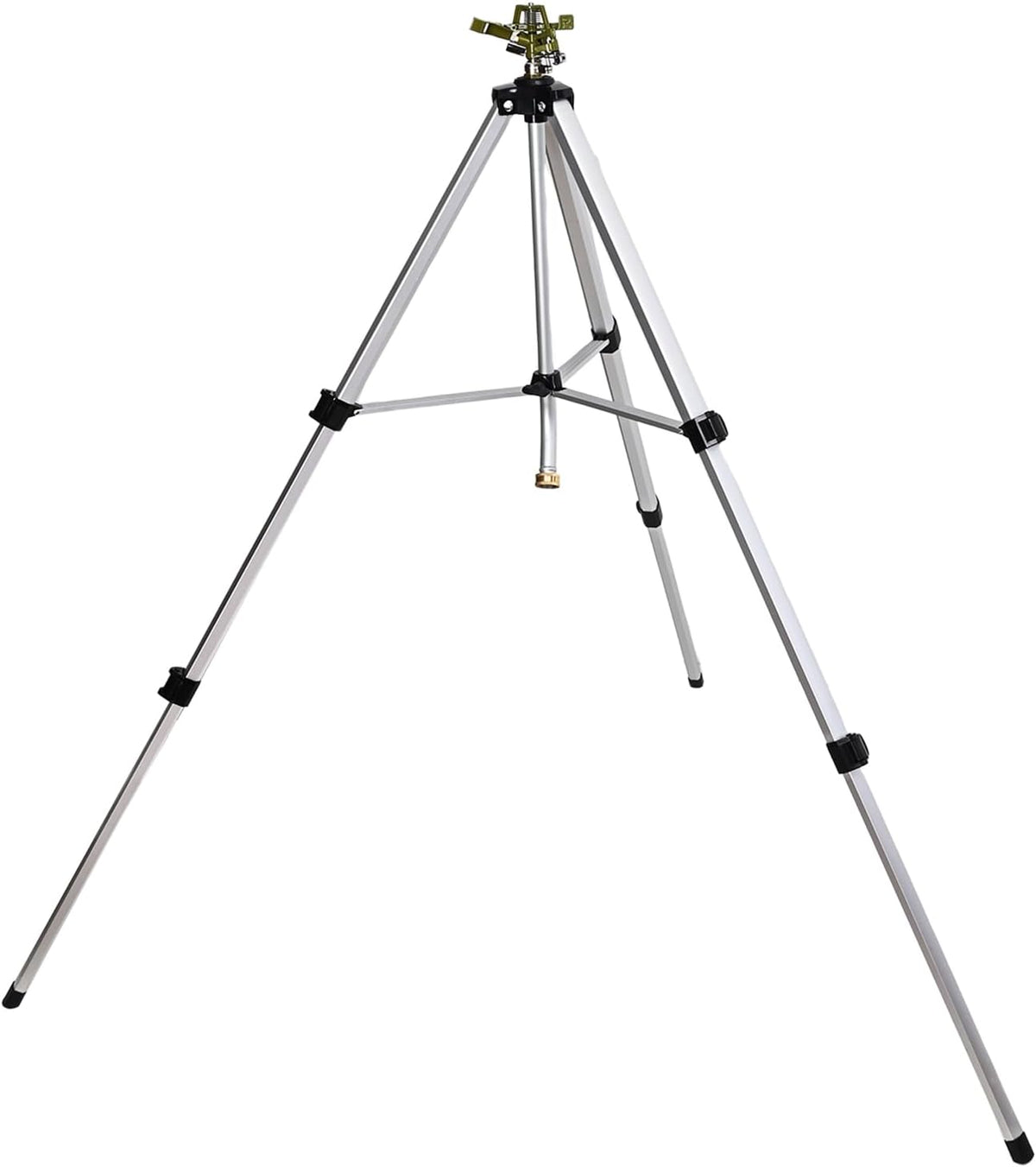Impact Sprinkler Head on Tripod Base, Heavy Duty Lawn Sprinklers, 360 Degree Large Area Irrigation, Metal Sprinkler Nozzle with Solid Alloy Metal Extension Legs (50in)