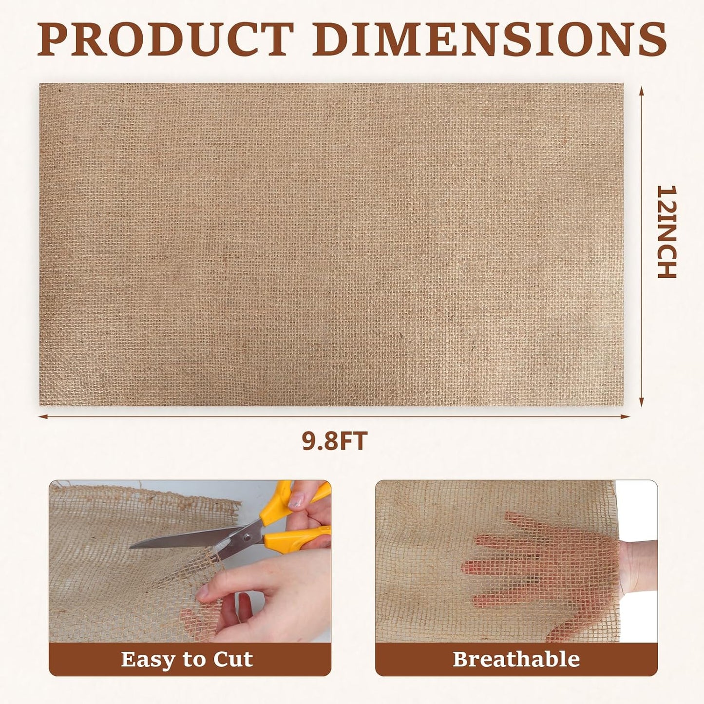 15FT x 40" Natural Jute Burlap Fabric, Burlap Cloth for Weed Barrier,DIY Crafts&Party Decor, Burlap Plant Covers Winter Freeze Protection, Burlap Tree Trunk Wrap for Outdoor Shrubs