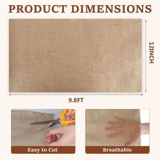 15FT x 40" Natural Jute Burlap Fabric, Burlap Cloth for Weed Barrier,DIY Crafts&Party Decor, Burlap Plant Covers Winter Freeze Protection, Burlap Tree Trunk Wrap for Outdoor Shrubs