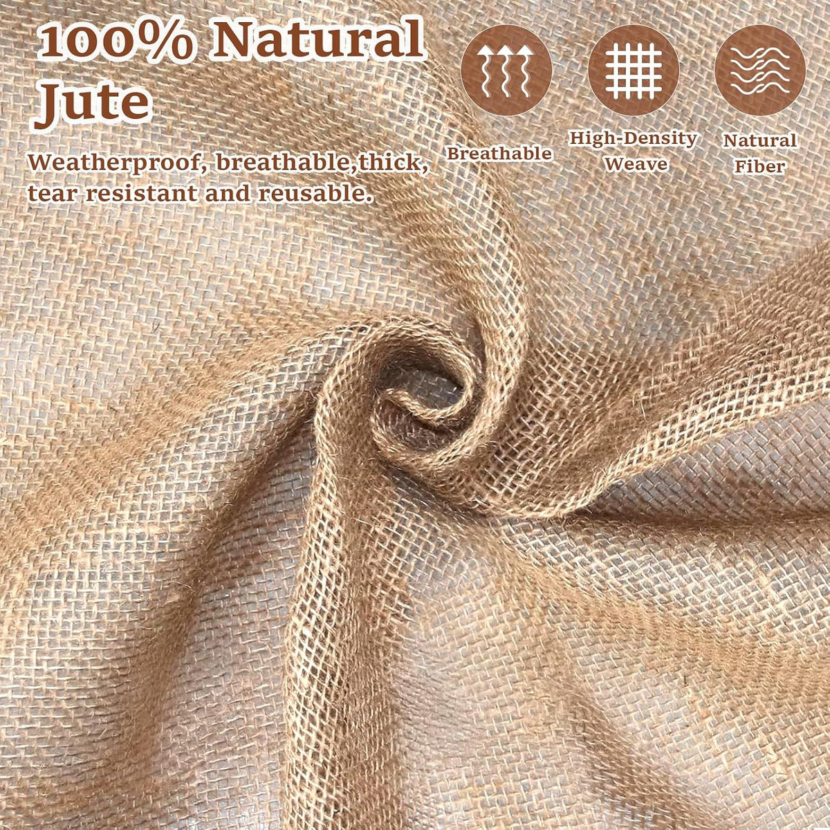 15FT x 40" Natural Jute Burlap Fabric, Burlap Cloth for Weed Barrier,DIY Crafts&Party Decor, Burlap Plant Covers Winter Freeze Protection, Burlap Tree Trunk Wrap for Outdoor Shrubs