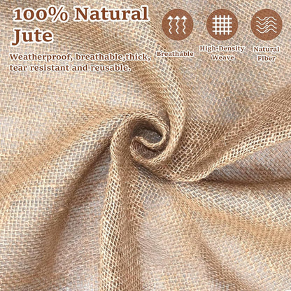 15FT x 40" Natural Jute Burlap Fabric, Burlap Cloth for Weed Barrier,DIY Crafts&Party Decor, Burlap Plant Covers Winter Freeze Protection, Burlap Tree Trunk Wrap for Outdoor Shrubs