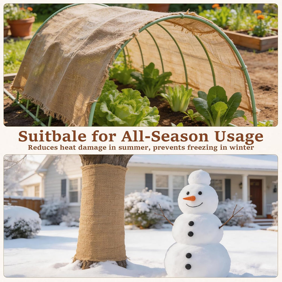 15FT x 40" Natural Jute Burlap Fabric, Burlap Cloth for Weed Barrier,DIY Crafts&Party Decor, Burlap Plant Covers Winter Freeze Protection, Burlap Tree Trunk Wrap for Outdoor Shrubs
