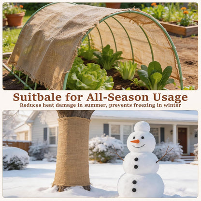 15FT x 40" Natural Jute Burlap Fabric, Burlap Cloth for Weed Barrier,DIY Crafts&Party Decor, Burlap Plant Covers Winter Freeze Protection, Burlap Tree Trunk Wrap for Outdoor Shrubs