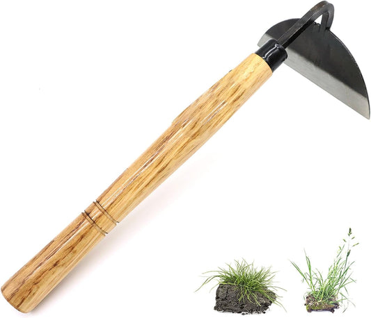 Kana Hoe 217 Japanese Garden Tool - Hand Hoe/Sickle is Perfect for Weeding and Cultivating. The Blade Edge is Very Sharp. (Beige-007)