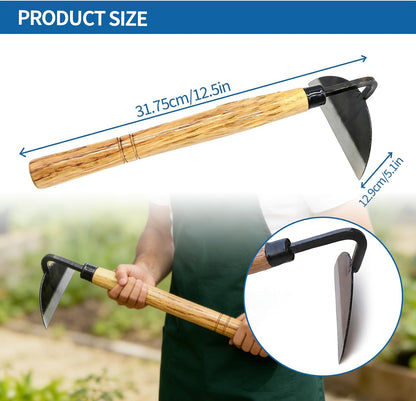 Kana Hoe 217 Japanese Garden Tool - Hand Hoe/Sickle is Perfect for Weeding and Cultivating. The Blade Edge is Very Sharp. (Beige-007)