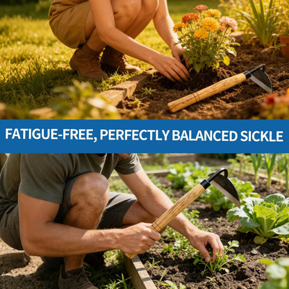 Kana Hoe 217 Japanese Garden Tool - Hand Hoe/Sickle is Perfect for Weeding and Cultivating. The Blade Edge is Very Sharp. (Beige-007)