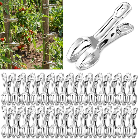 50 Pack Heavy-duty Stainless Steel Garden Clips Large Opening