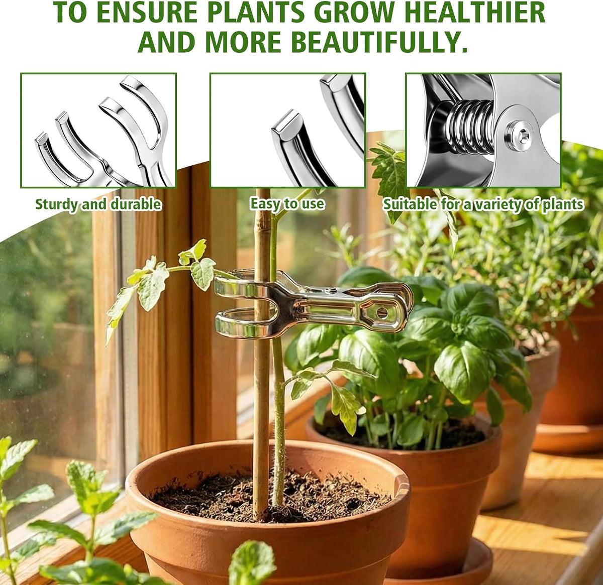 50 Pack Heavy-duty Stainless Steel Garden Clips Large Opening