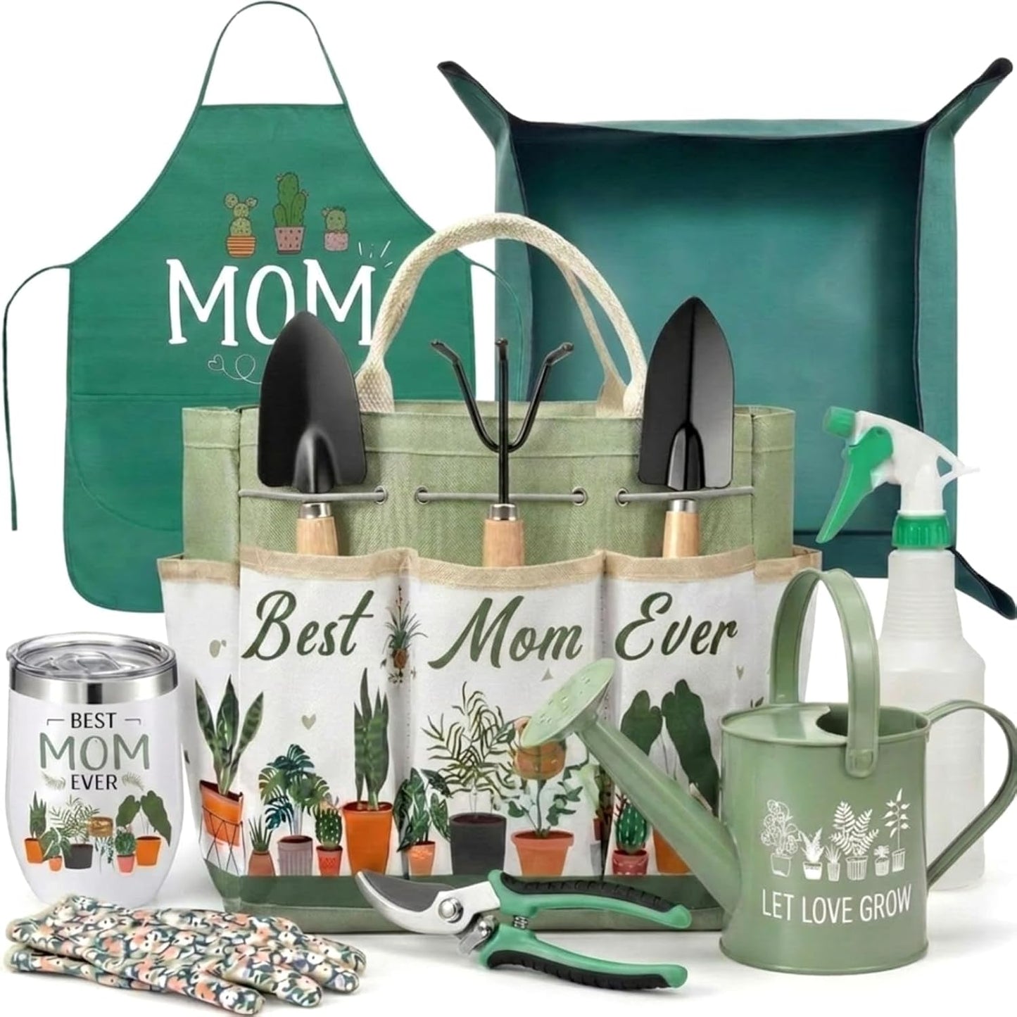 11 Pcs Nana Gardening Gifts Mom Watering Can Set Include Garden Tool Garden Tools Tote Trigger Sprayer Soil Mat Apron Tumbler Pruning Shears Glove for Women Plant Enthusiast Present