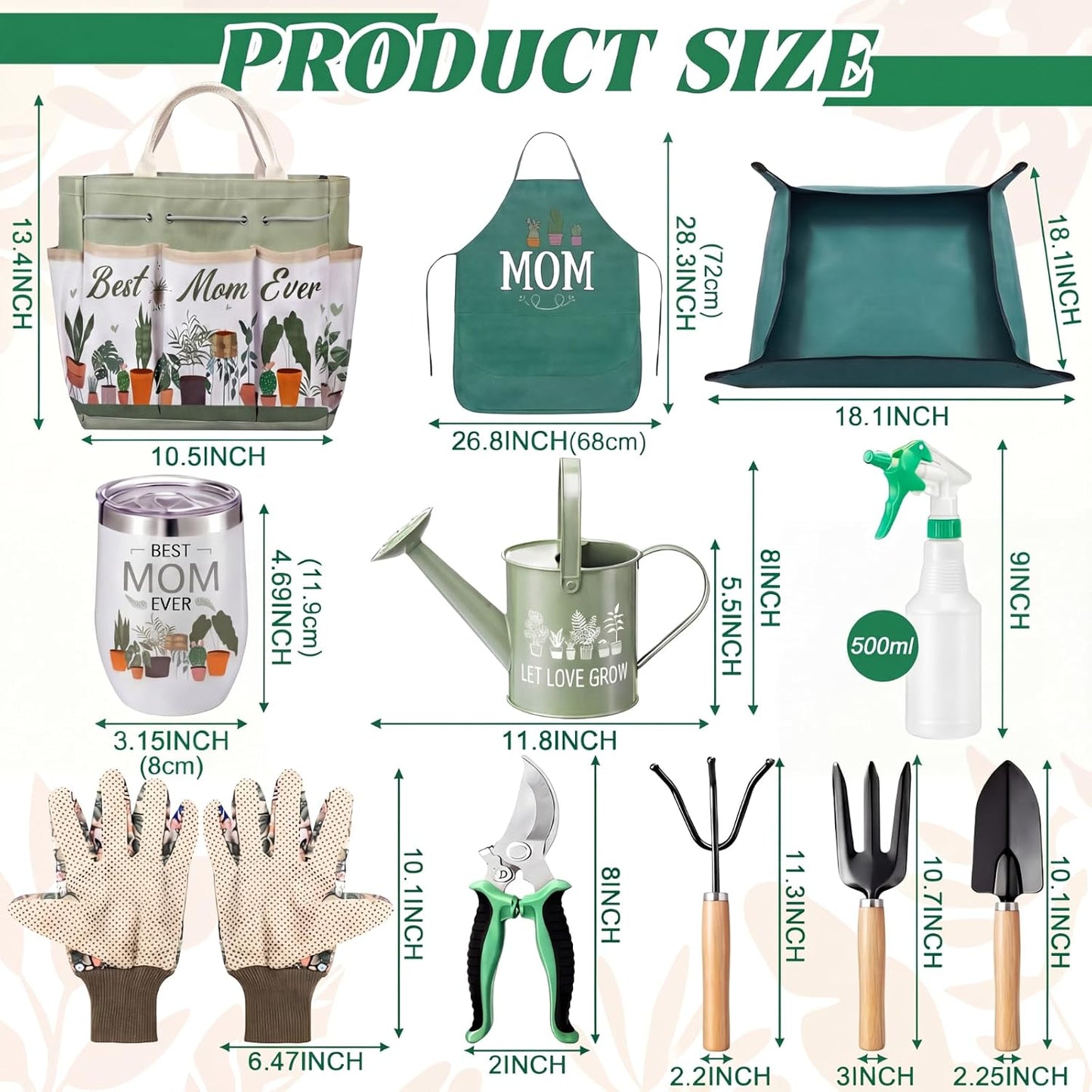 11 Pcs Nana Gardening Gifts Mom Watering Can Set Include Garden Tool Garden Tools Tote Trigger Sprayer Soil Mat Apron Tumbler Pruning Shears Glove for Women Plant Enthusiast Present