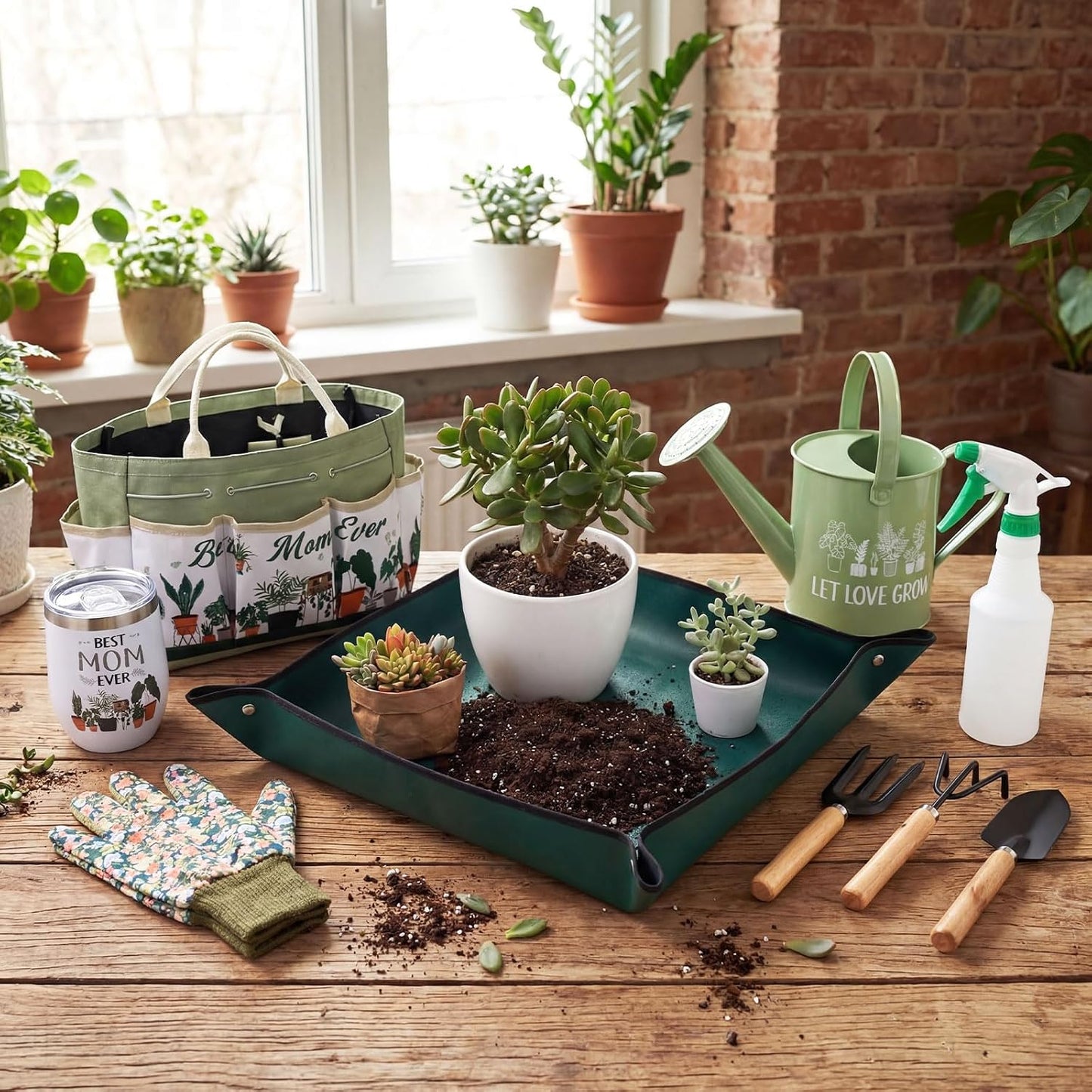 11 Pcs Nana Gardening Gifts Mom Watering Can Set Include Garden Tool Garden Tools Tote Trigger Sprayer Soil Mat Apron Tumbler Pruning Shears Glove for Women Plant Enthusiast Present
